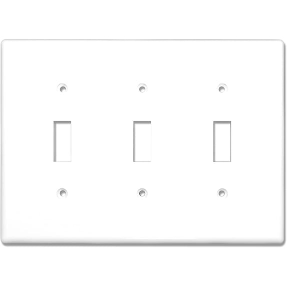 Triple Toggle Mid-Size Switch Cover Wall Plates, 3-Gang 6.5" x 4.75", Unbreakable Polycarbonate Thermoplastic, Glossy White