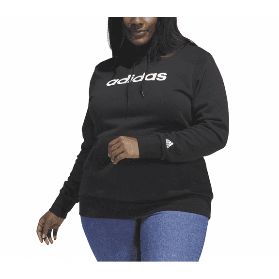 Adidas Trendy Plus Size Pullover Logo-Print Fleece Hoodie