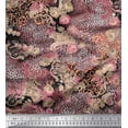 thumbnail image 1 of Soimoi Orange Rayon Crepe Fabric Floral & Leopard Animal Skin Print Sewing Fabric Yard 46 Inch Wide, 1 of 3
