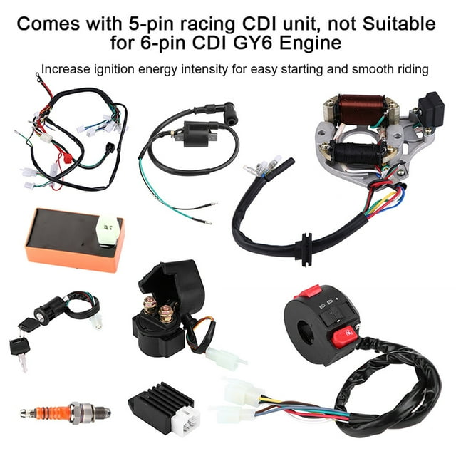 Bobina De Encendido, Rectificador Bujía Alto Rendimiento Fácil Instalación Conjunto De Arnés De Cables Del Motor Para 50 Cc 70 Cc 90 Cc 110 Cc 125 Cc Quad Eléctrico ANGGREK Racing CDI