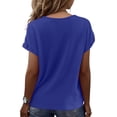 thumbnail image 5 of Relaxed V Neck Top with Short Sleeves and Soft Drapey Fabric for Women Who Want Effortless Style from Spring to Fall Royal Blue XL, 5 of 5