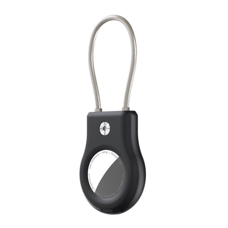 GJX Airtag Holder Keychain Waterproof Case with Metal Strap for Keys Backpack Luggage Black