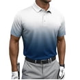 thumbnail image 2 of Men's Ombre Print Short Sleeve Button-Down Collared Polo Shirt, Gradient Casual Top, Breathable Slim Fit Tee for Summer Style, Golf and Everyday Wear White S, 2 of 5