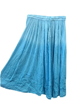 Mogul Womens Sexy Vintage Skirts Sky Blue Sequin Work Long Skirts
