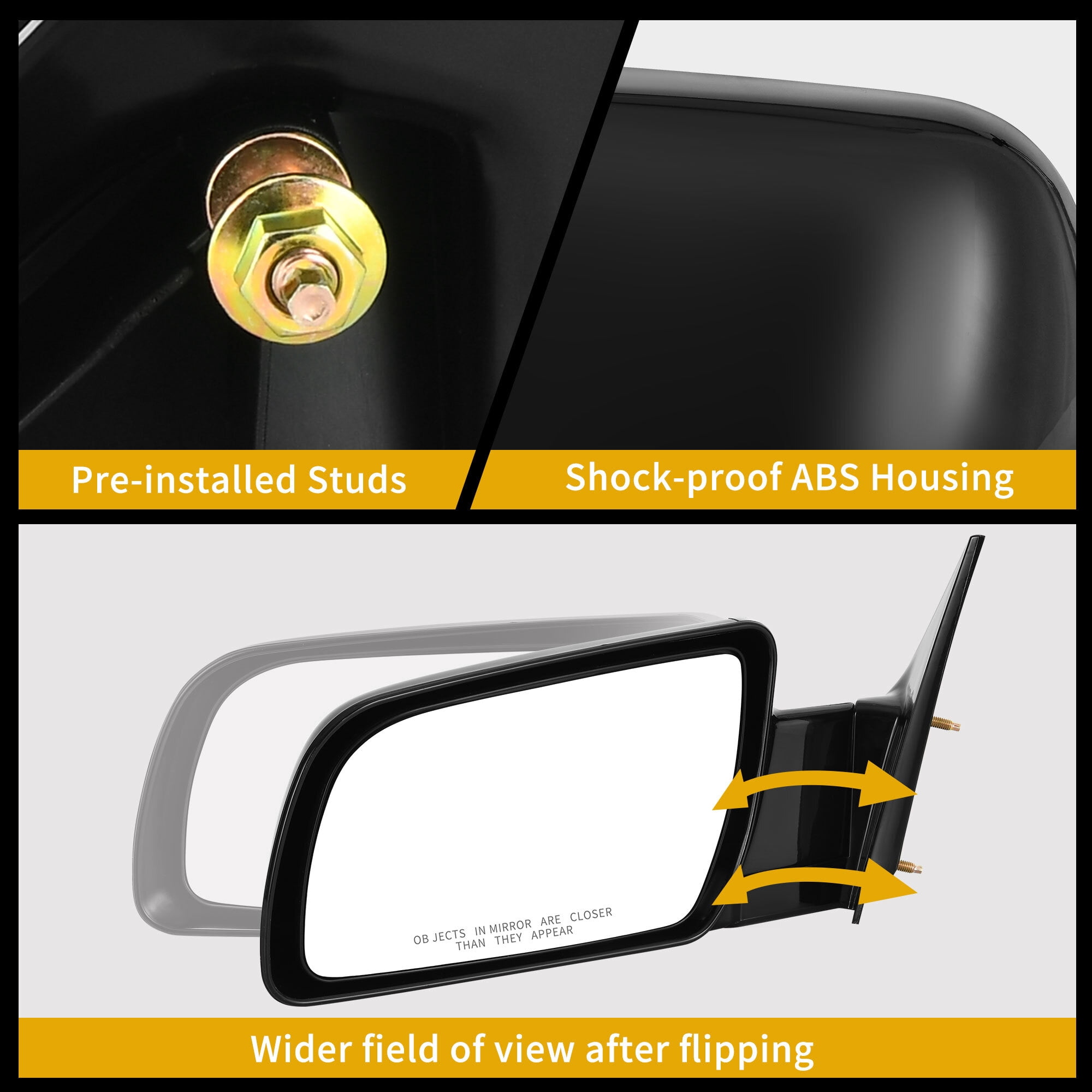 LEDKINGDOMUS Replacement Power Side Mirror Driver Left for GMC C/K 1500/2500/3500 1988-2000, Suburban 1500/2500 1992-1999, Chevy Blazer Full Size 1994, Tahoe 1995-2000,Manual Folding Adjustable Glass