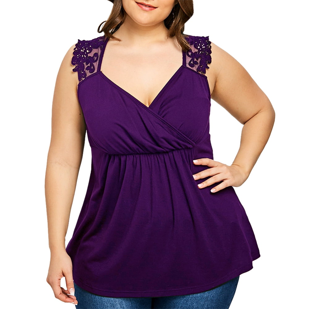 Nextmia Tank For Women Plus Size Lace Trim Empire Waist Workout Tanks For Women