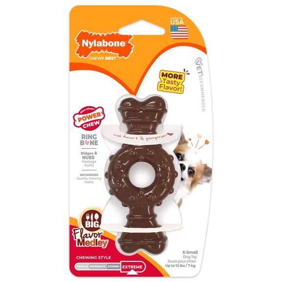 Nylabone Power Chew Ring Bone Dog Dog Chew Toy Flavor Medley X-Small (1 Count)