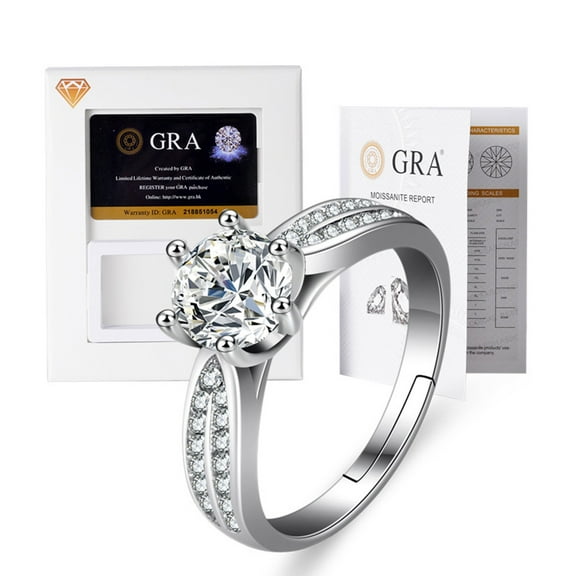 Leaf Shape 1.0 CT Moissanite Diamond for Women Engagement Ring D Color VVS1 Jewelry 18k White Gold Over Silver Rings with Adjustable Open