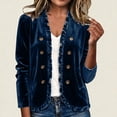 thumbnail image 4 of Guluxicc Women's Velour Dressy Jackets Ruffled Trim Long Sleeve Casual Jackets with Pockets for Everyday Fall Winter, 4 of 8