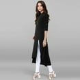 thumbnail image 4 of Janasya Indian Chinese Neck Roll-up Sleeve Solid Black Poly Crepe Kurta For Women, 4 of 9