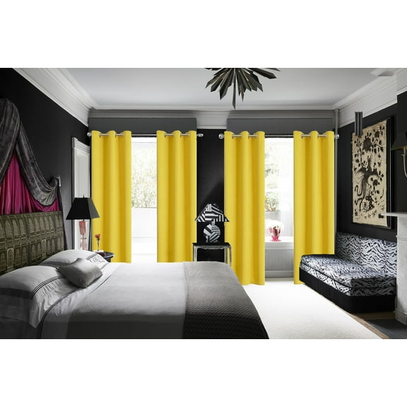 K68 YELLOW Blackout Window Curtains 84" inches Long Panels Top Grommets Light Blocking for Bedroom ,Sliding Door Home Décor