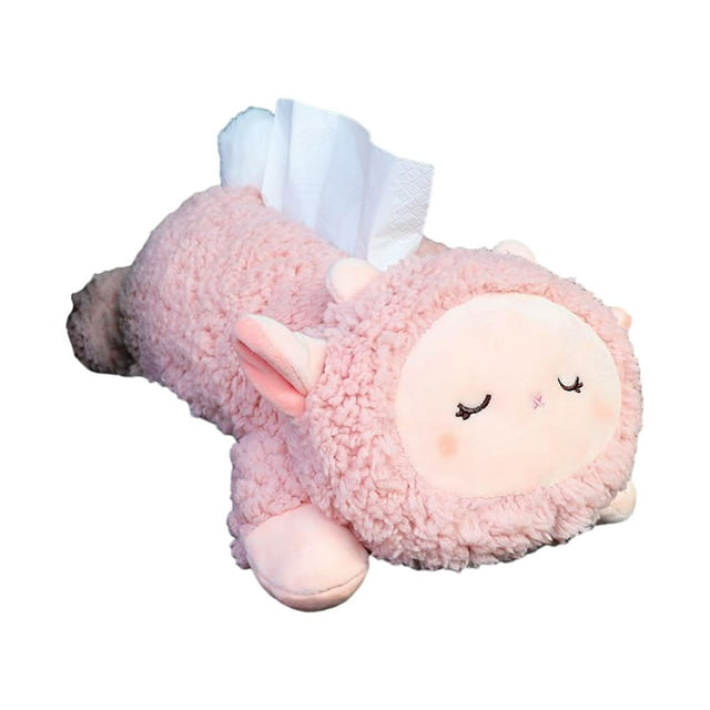 Porta pañuelos de peluche para coche, caja de pañuelos de dibujos animados, juguete de peluche, porta pañuelos de papel Oveja