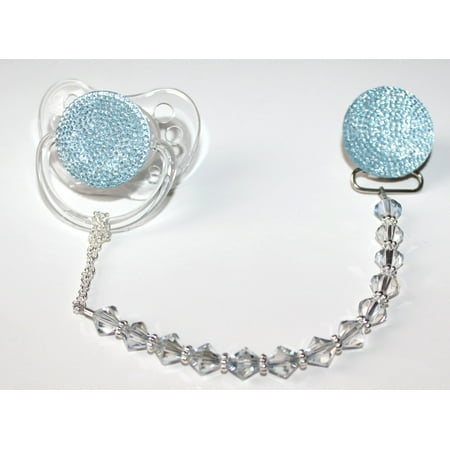 Sparkly Glitter Crystal with Swarovski Crystals Pacifier Clip (Pacifier Clip Only)