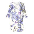 thumbnail image 4 of Pisexur Robe à Manches Courtes Col en V Women Robes d'Été Décontractées Manches 3/4 Tunique de Fête Décontractée Col en V Imprimé Dentelle Col en V Robe Midi Women Robe, 4 of 5