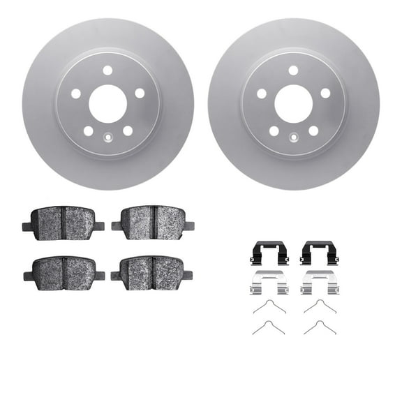 Dynamic Friction Company Rear Geospec Brake Rotors with 5000 Advanced Brake Pads includes Hardware 4512-65052