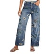 thumbnail image 2 of Jeans for Women Wide Leg Denim Pants Floral Lightweight Trendy Lounge Pants Pants for Ladies Light Blue XL, 2 of 9