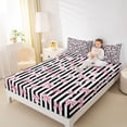 thumbnail image 4 of Feelyou Princess Bowknot Teens Full Size Sheets, Black Pink Fashion Bed Sheets, 4pcs, 4 of 7