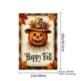 thumbnail image 4 of AMHNF Happy Fall Linen Garden Flag with Pumpkin and Plaid Hat for Spring Summer Home Outdoor Garden Yard Door Decor 12x18 inch, 4 of 5