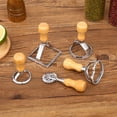 thumbnail image 4 of Juego de 5 moldes para hacer ravioles con sellos, con mango de madera y borde acanalado, para hacer ravioles, bolas de masa y galletas., 4 of 5