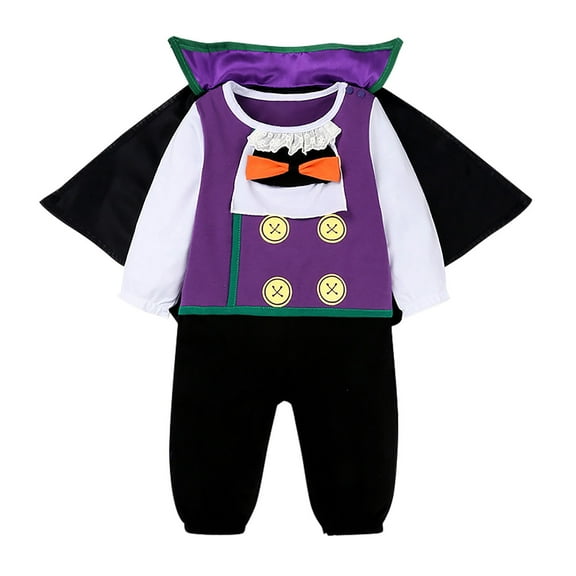 Odeerbi Toddler Boys Girls Outfits Baby Layette Set Halloween Romper Cotton Jumpsuit Kids Halloween Cute Role Play Medieval Onesie Bodysuit Cloak Set Purple