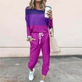 thumbnail image 1 of Qetyuw Womens Plus Size 2 Piece Tracksuit Set Long Sleeve Shirts and Drawstring Joggers Color Block Loose Fit Lounge Sets Fall Outfits, 1 of 5