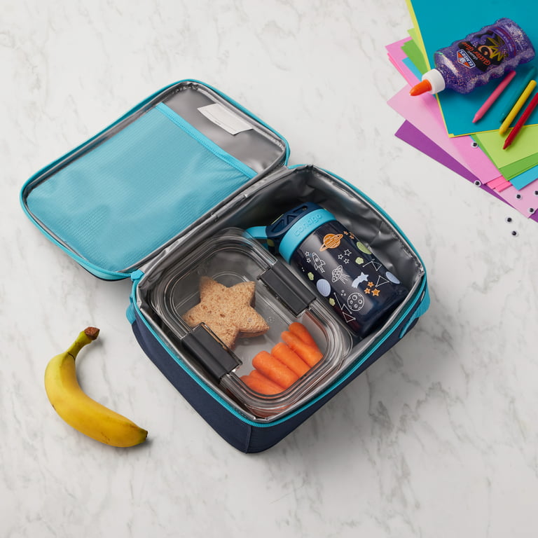 Contigo Kids Insulated Reusable Lunch Box with Antimicrobial Protected  Liner and Water Bottle Holder, Blueberry Blue Cosmos 
