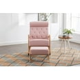 thumbnail image 3 of Rocking Chair Nursery with Ottoman, Modern Glider Rocker with Button Design Back and Wood Base, Accent Armchair for Living Room Reading Room Bedroom, Pink, 3 of 9