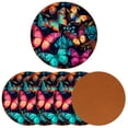 thumbnail image 2 of Butterfly 6PCS Round Coasters, Microfiber Leather Drink Coasters Set of 6, 11x11 cm/4.3x4.3 in Absorbent Coaster for Drinks, Cup Coaster for Home and Kitchen Decor, 2 of 6