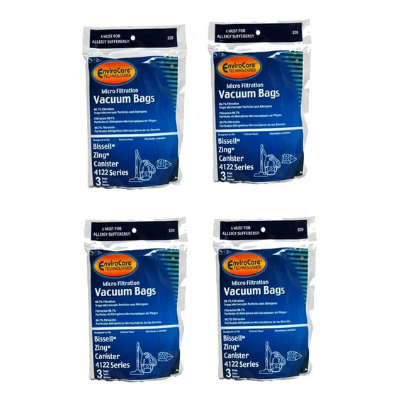 Replacement Part For Bissell Zing 4122 Series Canister Vac Bag 12 in Pack Part :- 820