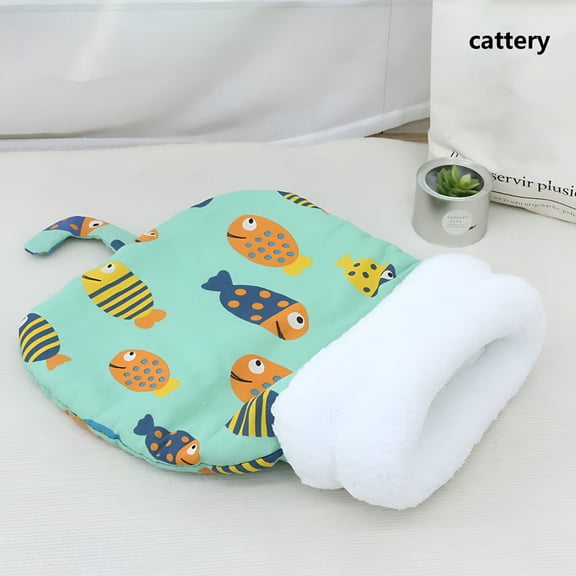 BESTSKY Cat Sleeping Bag for Indoor Cats Cozy Cat Winter Sleeping Bag Soft Plush Cat Sack Self Warm Cat Bed Cave Fluffy Cat Tunnel Calming Sleeping Bags for Cats (Green, 19.7x3.8in)