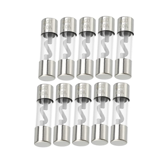 Unique Bargains 10 Pcs 0.39x1.50 Inch 40A Universal AGU Glass Fuse - Car - Tube Metal Silver Tone