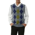 thumbnail image 1 of INSPIRE CHIC Gilets pour Hommes en Tricot Argyle Coupe Ajustée Sans Manches à Couleurs Contrastées Chandail Sans Manches S Gris, 1 of 6