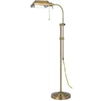 57 in. Brass Adjustable Traditional Shaped Floor Lamp with Bronze Square Shade