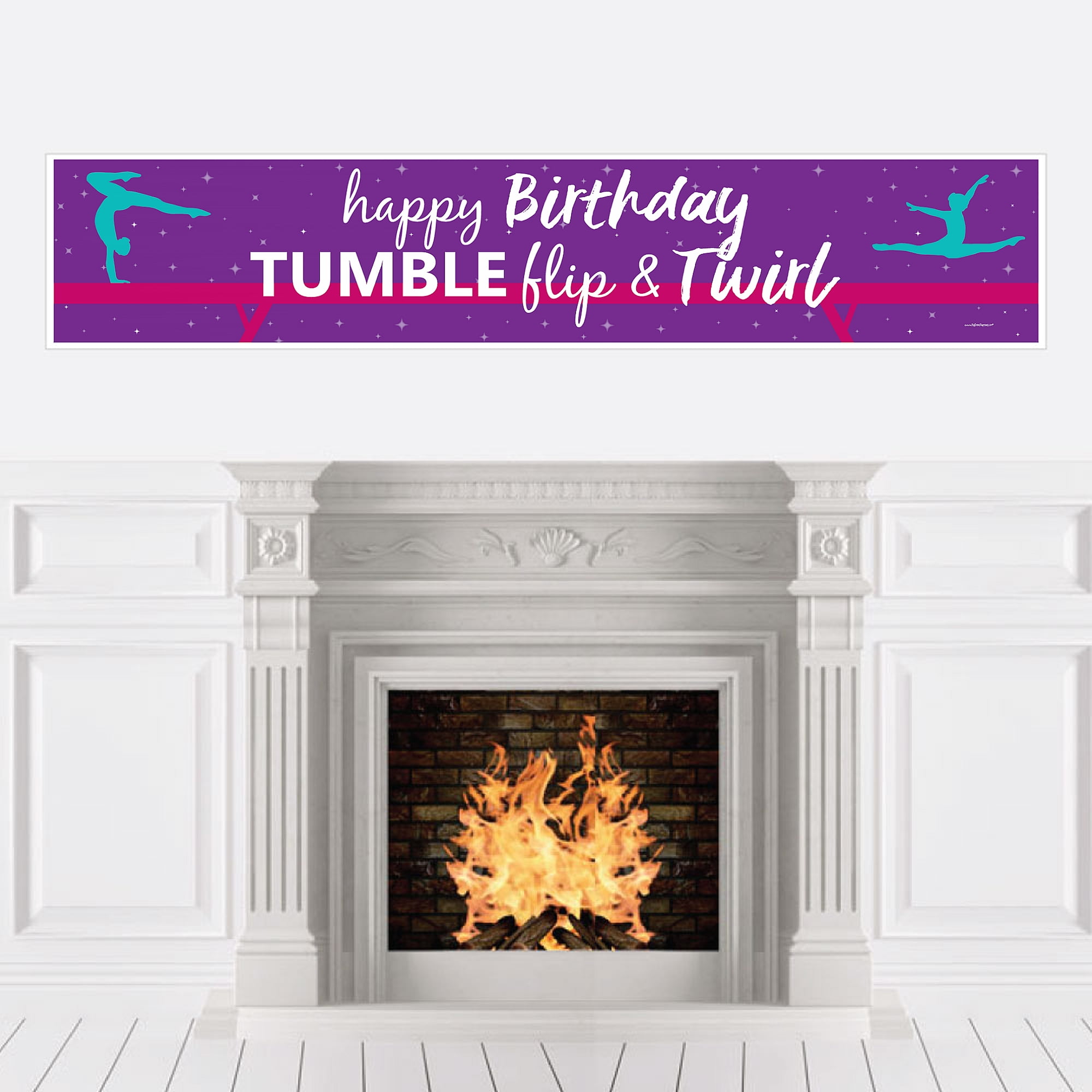 Flip Twirl Gymnastics Birthday Party Decorations Party Banner