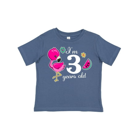 

Inktastic I m 3 Years Old with Flamingo and Flowers Gift Toddler Toddler Girl T-Shirt