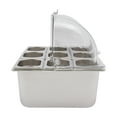 thumbnail image 5 of Countertop Food Serving Display Container, 9 Compartments Stainless Steel Condiment Dispenser Display Rack with Lid, 9 Pcs Clamps 9 Pcs Spoons 3 Pcs Water Bags for Salad Buffet Restaurant Bar Fruit, 5 of 13