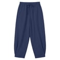 thumbnail image 6 of ibiyuan Summer Pants Women Wide Leg Elastic Waist Petite Palazzo Pants Loose Fit Womens Trousers Drawstring Cotton Lounge Pants Women Cropped Spring Summer Vacation Outfits, 6 of 6