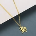 thumbnail image 2 of Giorgio Bergamo Stainless Steel Yellow Gold Plated Gothic, Old English Intial A - Z Letter Pendant Mens Womens Necklace, Gold, H, 2 of 7