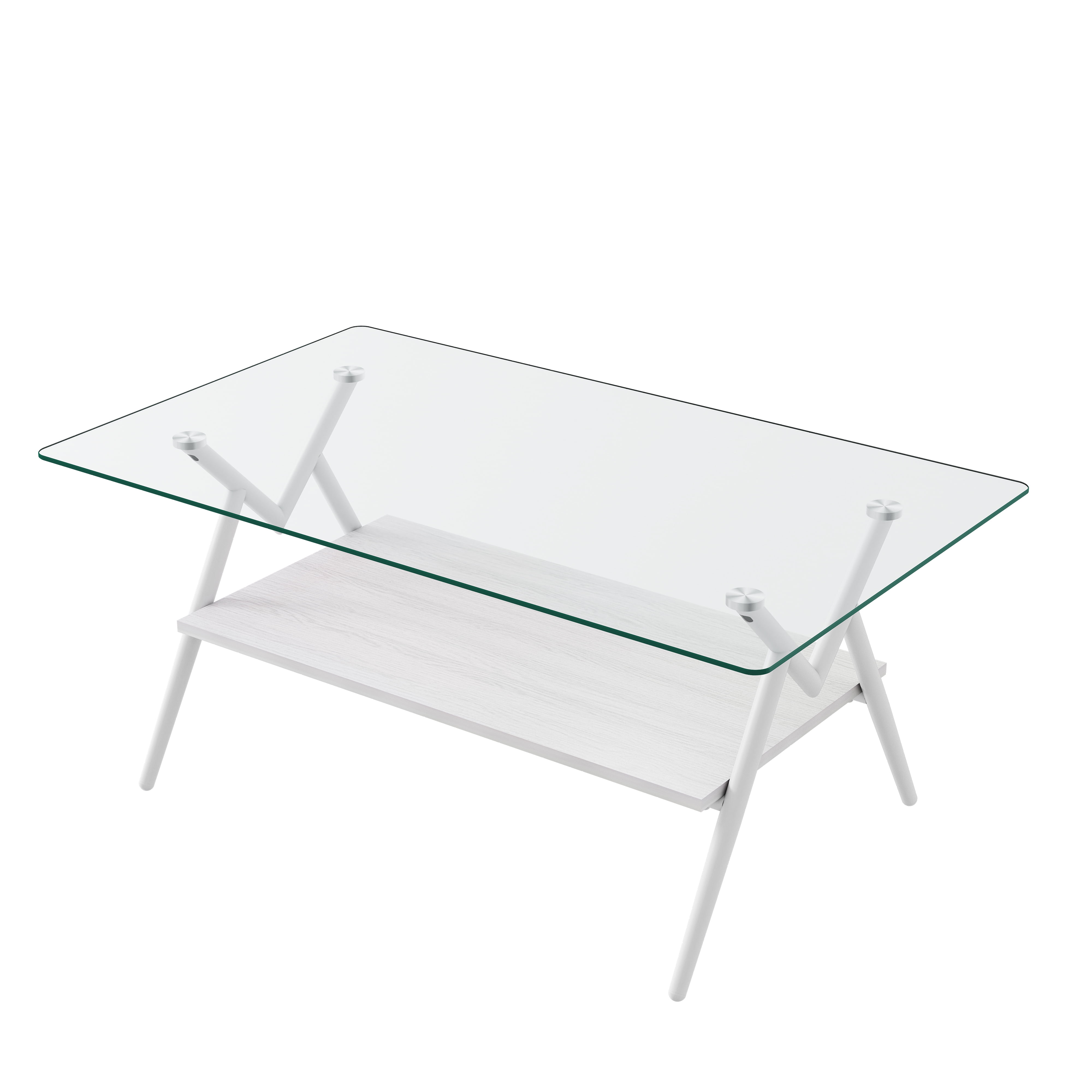 MAYEERTY 3-Piece Coffee Table & End Table Set – Transparent Tempered Glass & MDF Layer