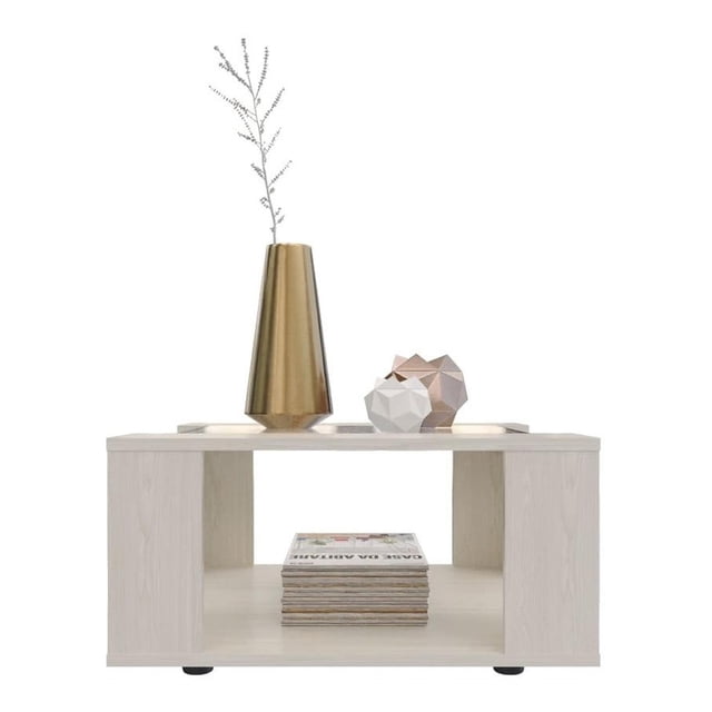 Mesa De Centro Maderkit con Vidrio color Niebla blanco