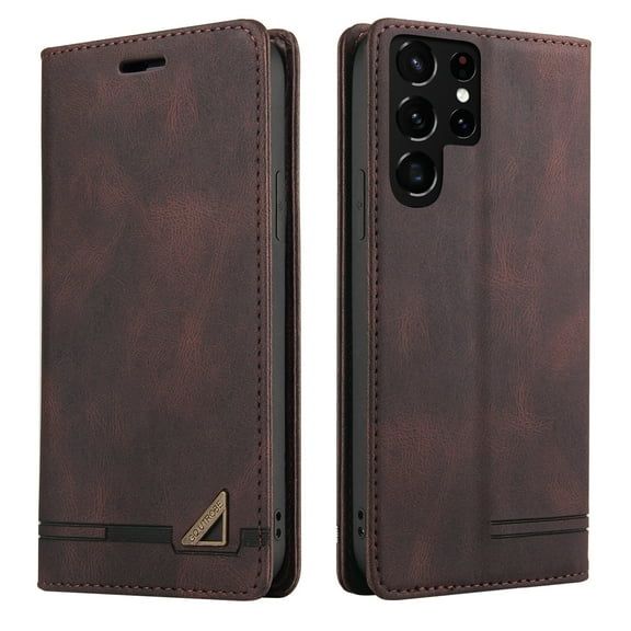 Decase for Samsung Galaxy S23 Ultra Wallet Leather Case, Book Folding Flip Case with Kickstand Credit Card Slot Magnetic Closure Protective Cover for Samsung Galaxy S23 Ultra 6.8 inch - Brown