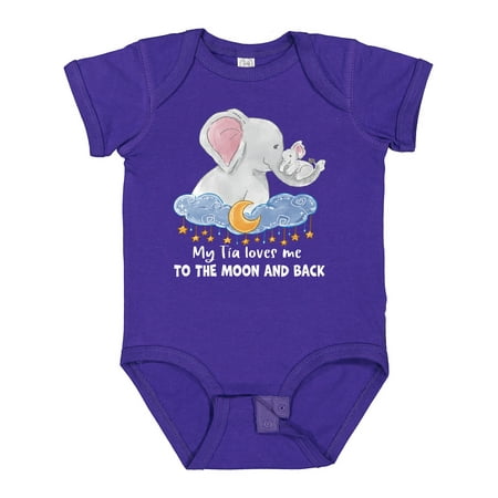 

Inktastic My Tia Loves Me to the Moon and Back Elephant Family Gift Baby Boy or Baby Girl Bodysuit