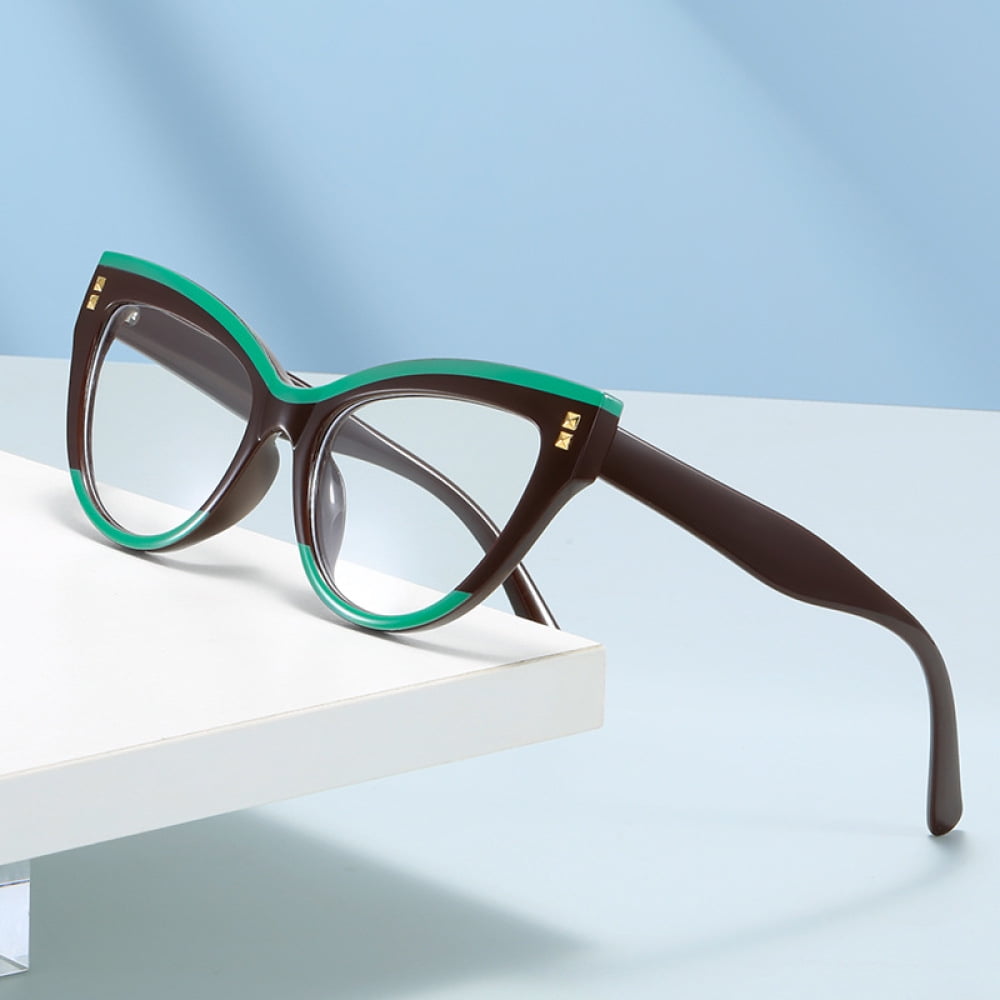 Women Cat Eye Anti-blue Light Reading Glasses 1.00 Classic Two-tone Trendy Readers +1.00