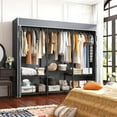 thumbnail image 2 of Clothes Rack, Clothing Rack with Cover Loads 795 LBS, Clothing Racks for Hanging Clothes, Portable Wadrobe Closet, Heavy Duty Garment Rack with Wire Shelves, 2 of 7