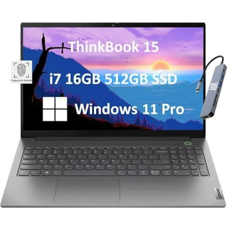 Lenovo ThinkBook 15 Gen 4 Business Laptop (15.6" FHD, 12th Gen Intel 10-Core i7-1255U, 16GB RAM, 512GB SSD), 1080p Webcam, Fingerprint, IST SD Card, Wi-Fi 6, Ethernet, Win 11 Pro, Grey - 2024