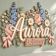 Wooden Name Sign Floral Bow Theme Personalized Wall Decor Nursery ...