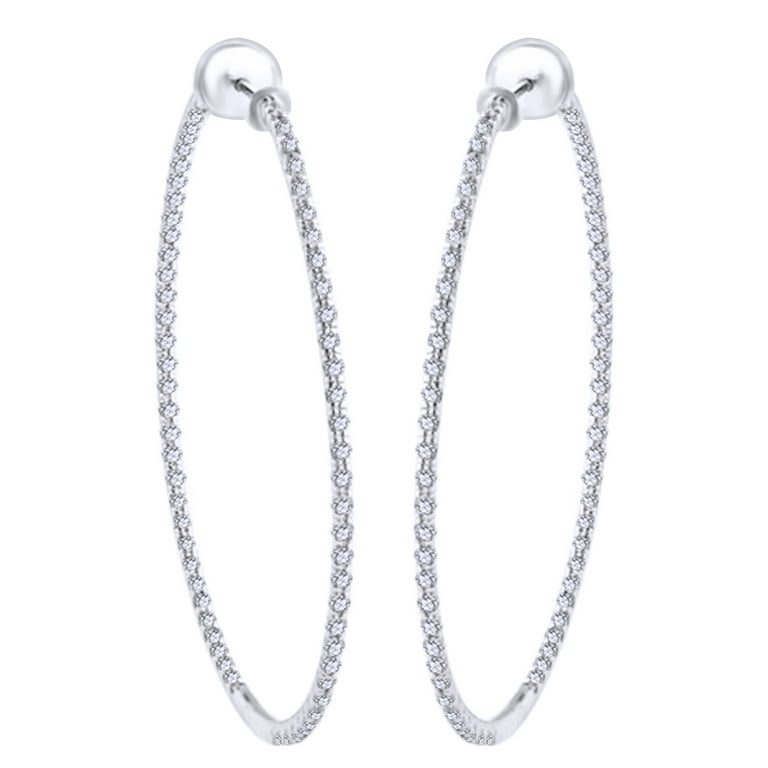 White gold diamond outlet hoop earrings large