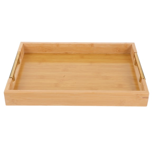 GOOHOCHY Bamboo Serving Tray with Handles Rectangular Platter for Breakfast Coffee Table Decor Ottoman Tray Kitchen Counter Decorative Platter for Serving Food and Snacks