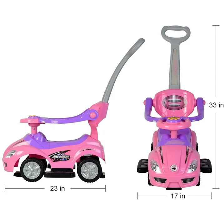 ChromeWheels 3 in 1 Ride on Toys Pushing Car Pink