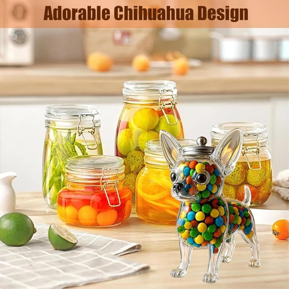 ハンドメイド　オーダー受付ページ　♡Jelly Jar 瓶詰め　チワワ　パネル♡ Dog Candy Jar with Lid, Decorative Dog Treat Storage Container for
